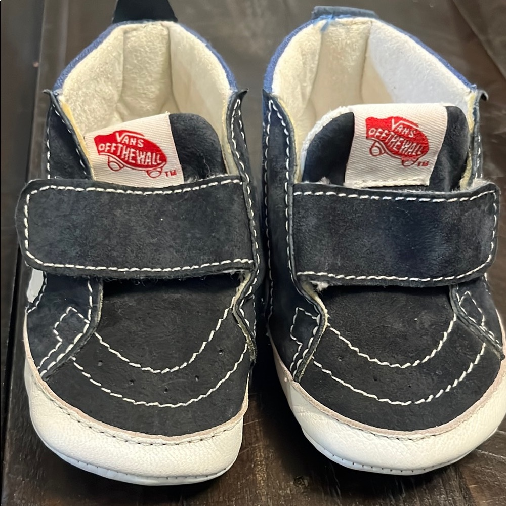 Vans Blue and White Baby Walker Shoes Velcro